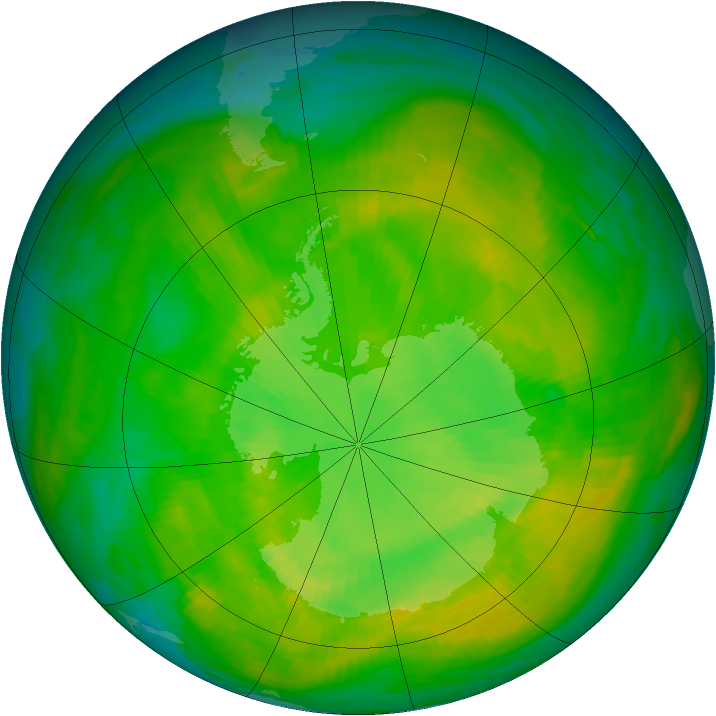 Antarctic ozone map for 06 December 1988